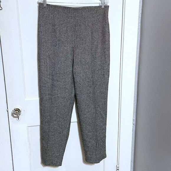 Jenvie Vintage Pants Size 14 Herringbone Straight Leg Career Trouser Academia - Picture 1 of 5